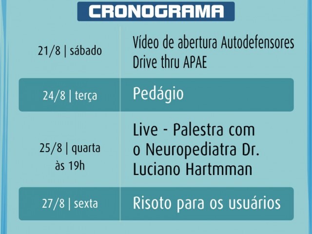 Cronograma da programação 