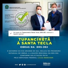 Deputado Lucas Redecker e o vereador Ronaldo Salles falam sobre os recursos para a pavimentação da ERS-392 - Tupã a Santa Tecla