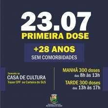 Vacinação contra o Covid: Primeira dose para pessoas com 28 anos