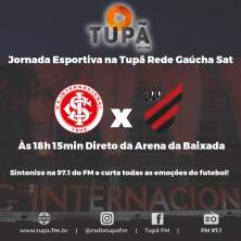 Jornada esportiva na Tupã Rede Gaúcha Sat neste domingo com Athletico-PR x Inter