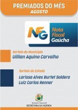 Confira os ganhadores dos prêmios do sorteio da Nota Fiscal Gaúcha