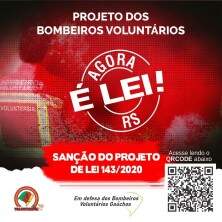 Lei dos Bombeiros Voluntários no RS é publicada no Diário Oficial