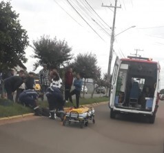 Ciclista sofre acidente na Av. Padre Roque Gonzales