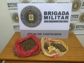 Brigada Militar de Júlio de Castilhos apreende menor com meio KG de maconha